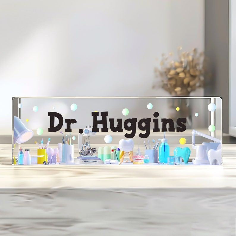 Personalized Dental Name Plate, Dentist Medical Physician Desk Name Plate, Dentist Graduation Gift Orthodontist Desk Decor Dental Decor