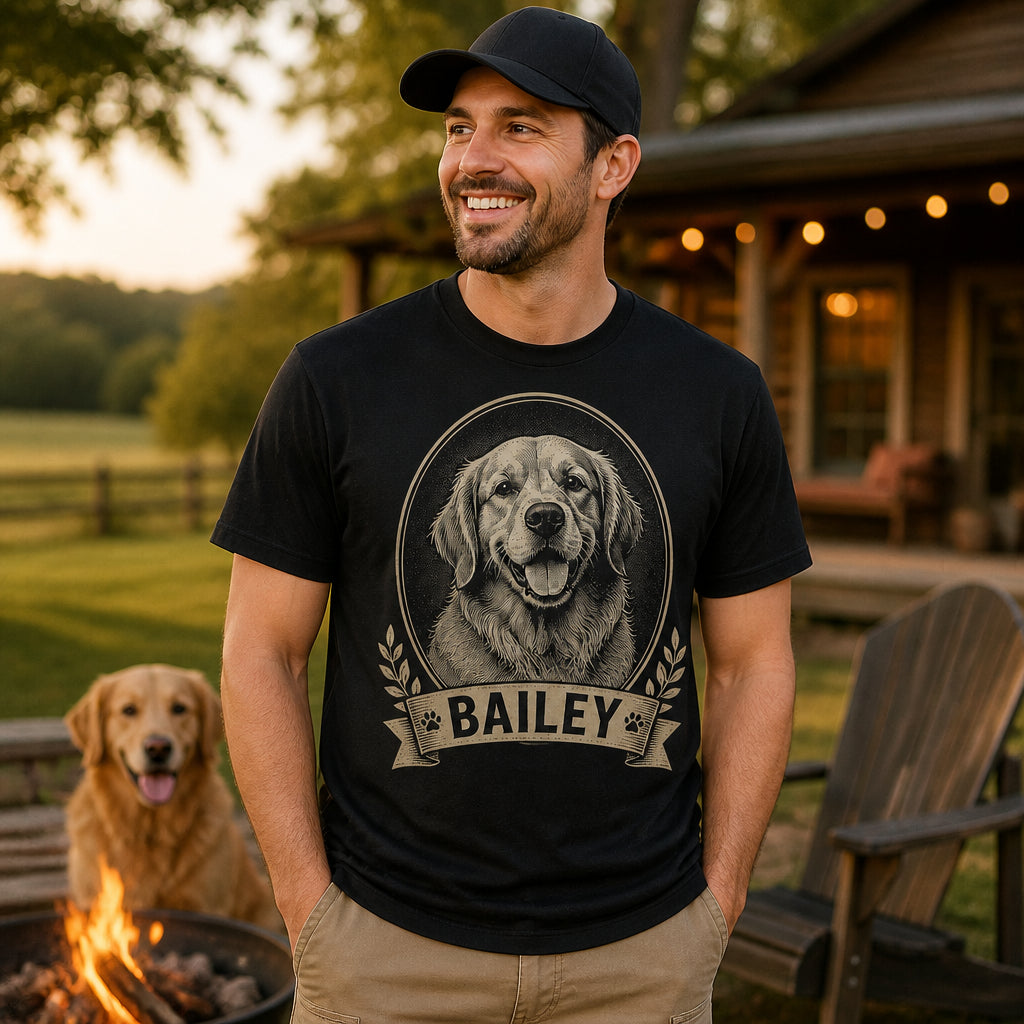 Custom Pet Portrait Name Tee – Etched Vintage Style - Personalized T-shirt cd04b89f-7b81-4f5e-b75b-15007890eae9.jpg