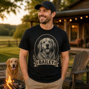Custom Pet Portrait Name Tee – Etched Vintage Style - Personalized T-shirt cd04b89f-7b81-4f5e-b75b-15007890eae9.jpg