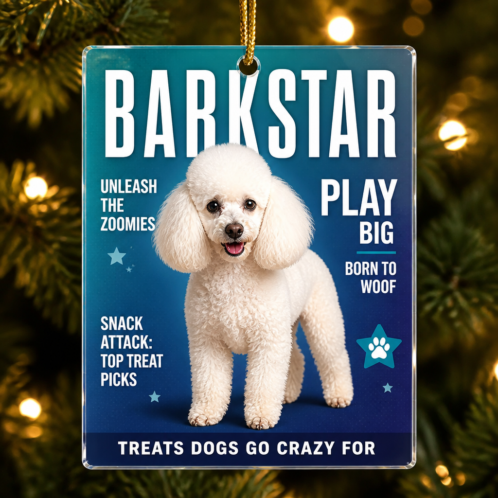 BARKSTAR Dog Magazine Cover Photo Ornament - Personalized Transparent Acrylic Ornament cd078189-e054-4896-bc31-de1a0c9b3601.png