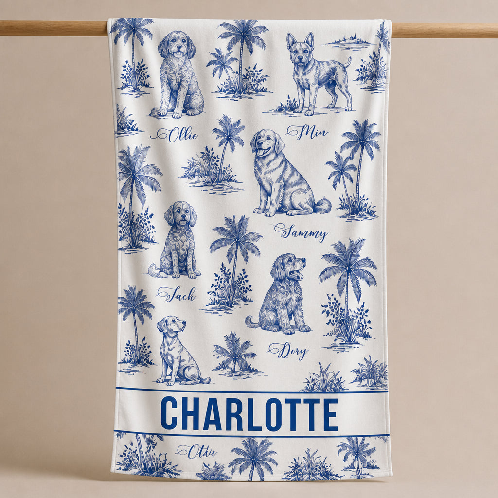 Coastal Toile Pet Names Beach Towel - Personalized Beach Towel cd08d78e-2d5b-42fc-bd25-f65bbc3290e9.jpg