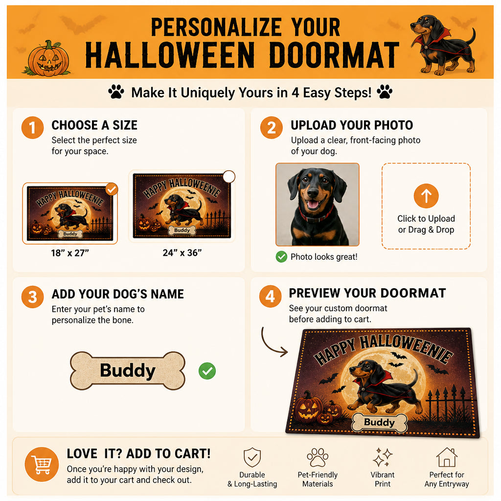 Happy Halloweenie Dachshund Doormat – Personalized Pet Name - Personalized Doormat cd13e759-97f8-468b-b10e-d3ea97dd7613.jpg