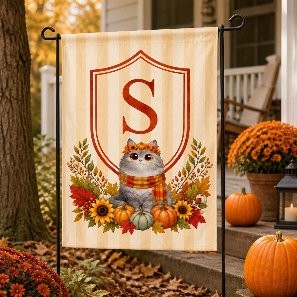 Autumn Cat Monogram Garden Flag - Personalized Family Flag cd205da1-6562-4b30-9f71-8ebec7fbd66a.jpg