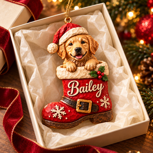 Personalized Dog Christmas Ornament – Custom Pet Photo & Name, 3D Relief Santa Boot Ornament, Christmas Gift for Dog Lovers cd23c0aa-9600-42df-a046-3af77bb1b031-Bailey-Santa-Boot-Ornament-in-Gift-Box-3.png