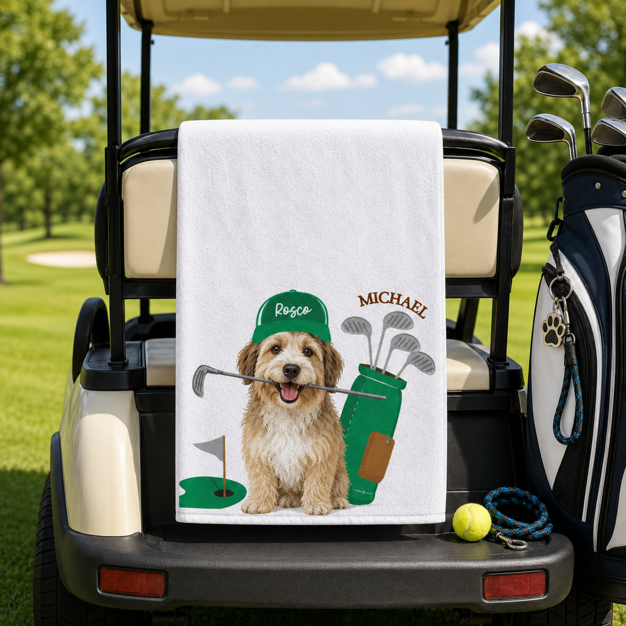Custom Pet Golf Towel with Pet Photo, Personalized Dog Towels, Custom Cat Golf Towels, Dog Face Photo Golf Towel, Golf Lover Gifts for Dad