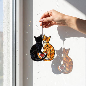 Charming Black Orange Cat Couple Acrylic Suncatcher, Stained Glass Pet Window Hanging Ornament, Cat Lover Window Hanging Decor, Mom's Gift cd54913e-233a-488f-b554-dd4ff30b8ebf-3.jpg