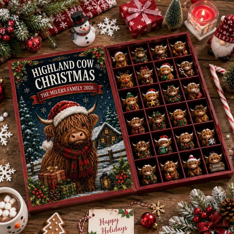 Highland Cow Advent Calendar, Christmas Countdown Box, 24 Mini Cow Ornament, Family Holiday Decor, Collectible Gift 2026, Farmhouse Present cd6084b4-3847-4d75-aace-0003bb21d99e-T-U-2-.webp