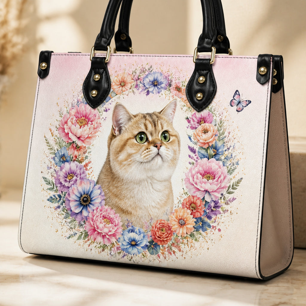 Custom Pet Photo Floral Leather Shoulder Bag - Personalized Leather Shoulder Bag cd732148-1ae3-4c51-992f-234792f87ac2.jpg