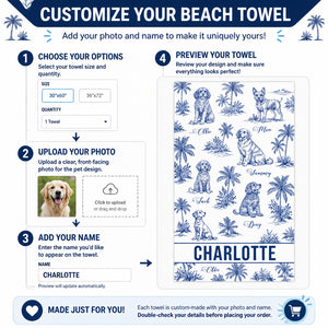 Coastal Toile Pet Names Beach Towel - Personalized Beach Towel cd762849-3fdf-4dc5-bb92-10e08ae38214.jpg