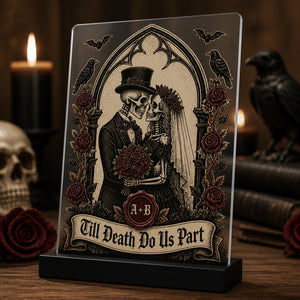 Gothic Skeleton Couple Acrylic Plaque — Till Death Do Us Part (Monogram) - Personalized Acrylic Plaque cd79f317-2e4b-4183-ade5-08737ac431ef.jpg