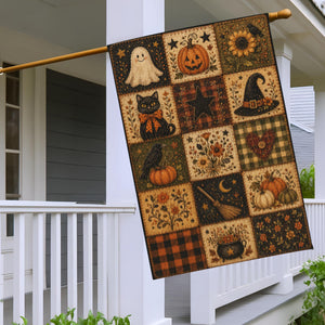 Primitive Halloween Patchwork Garden Flag, Ghost Black Cat Pumpkin Quilt Decor, Rustic House Flag cd7a50b0-9d39-486c-b563-1e1dda3fbc93-2.jpg