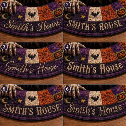 Personalized Quilted Round Halloween Rug, Custom Name Pumpkin Reaper Rug, Spooky Patchwork Decor, Gothic Horror Doormat, Halloween Gift cda72dd7-d3b0-4949-aa02-a887499bdddd-fghfghgf-3-.webp