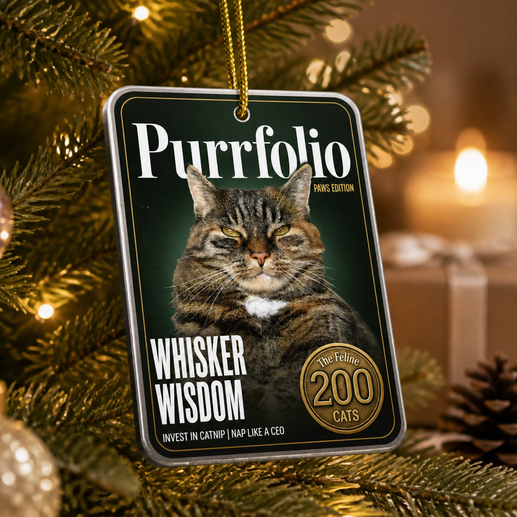 Purrfolio Paws Edition Magazine Cover Ornament – Upload Your Pet Photo - Personalized Aluminum Ornament cda783c0-654f-4d8f-8401-0843b6d4a403.jpg