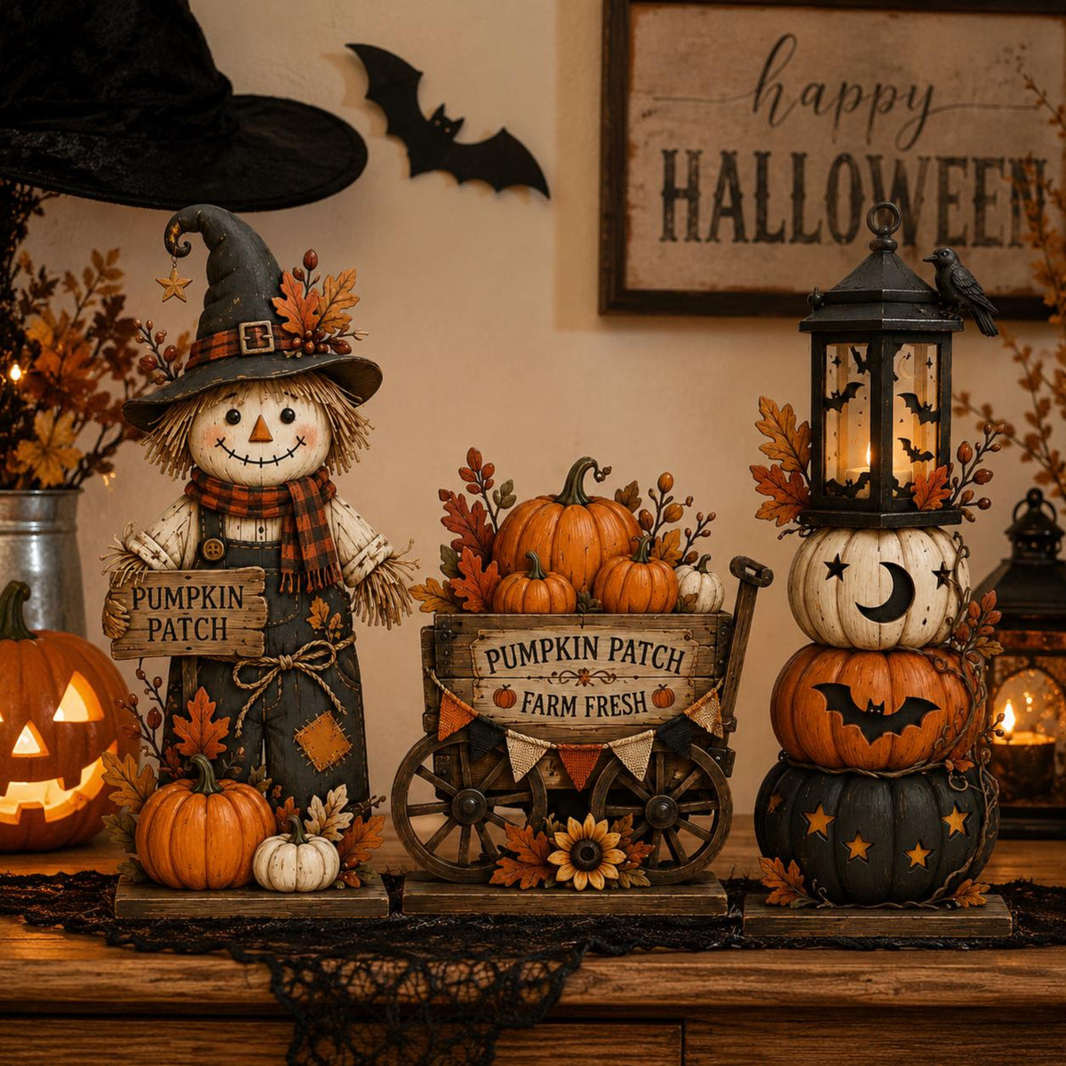 Halloween Wooden Block Decor, Rustic Pumpkin Patch Scarecrow, Farmhouse Fall Shelf Sitter, Spooky Lantern Tabletop Ornament, Gift Idea cda91acc-8c59-4a2b-822f-252fb47697a0-6.jpg
