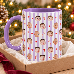 Personalized Christmas Photo Mug, Custom Baby Face Coffee Cup with Candy Canes and Stripes, Holiday Gift for Mom, Dad and Grandparents cda9478d-b2ef-4610-a8ed-82d0f6c23422-Lavender-Candy-Cane-Baby-Photo-Mug-3.png