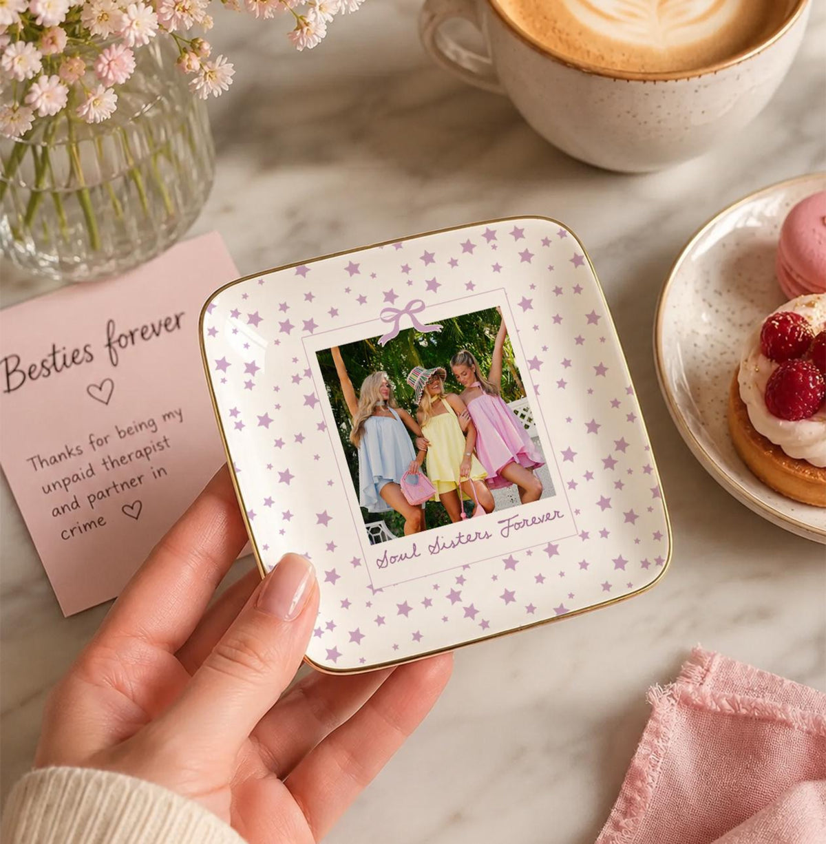 Personalized Besties Photo Ring Dish, Ceramic Best Friend Jewelry Dish, Sister Birthday Gifts For Her, Bridesmaid Striped Trinket Tray cdaa8aa9-ed1a-45b4-bc16-eea38addfe1e-8.jpg