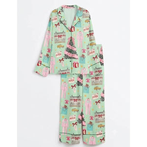 Women’s Christmas in New York Satin Pajama Set, NYC Holiday Short Sleeve Sleepwear, Festive Christmas Pajamas, Winter Gift For Her cdcc26e9-db8e-4ffc-b6fa-5730e31ec40f-plaza_square_06.jpg