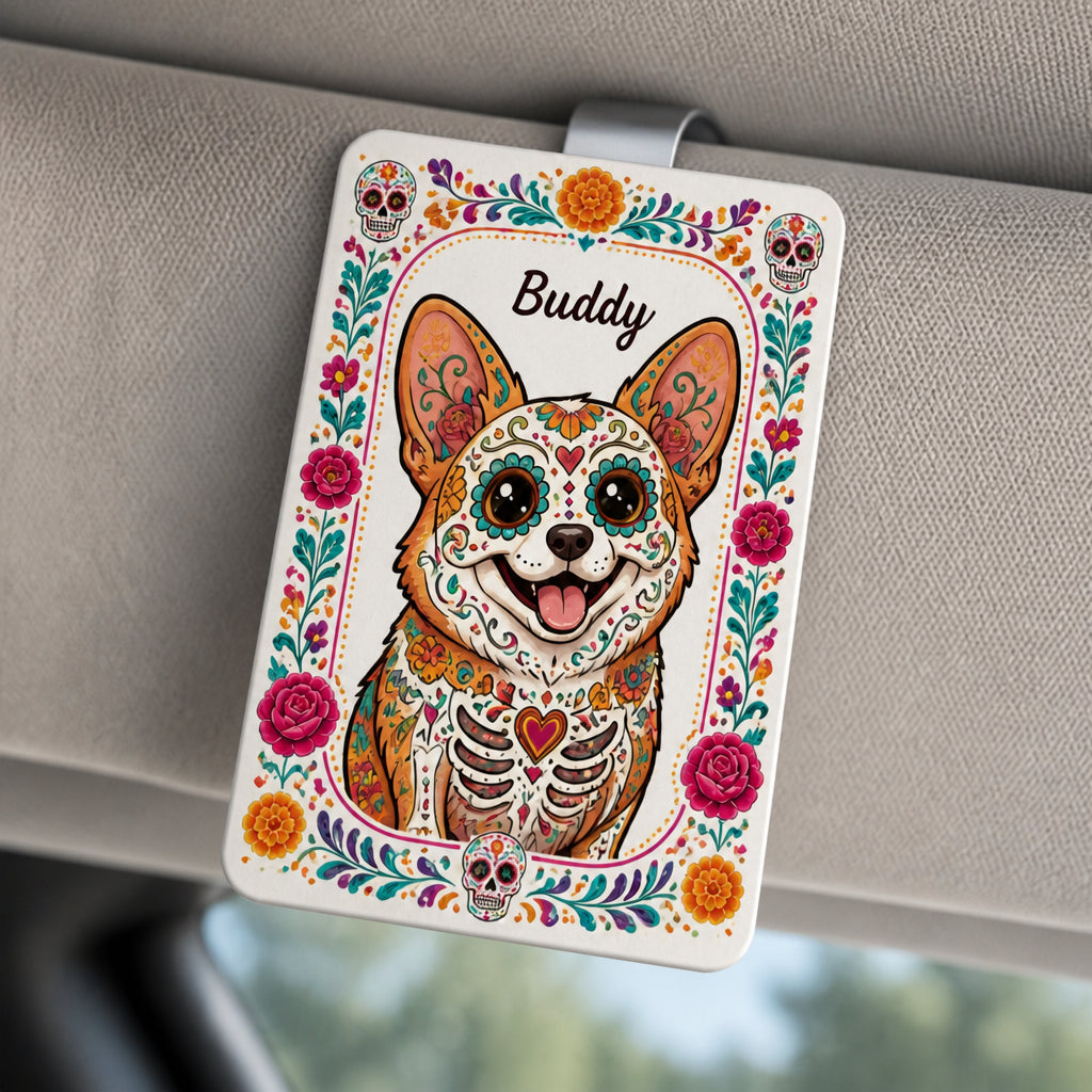 Custom Sugar Skull Pet Car Visor Clip – Photo to Art - Personalized Car Visor Clip cdee1a17-6121-42e5-b487-7225872fe3ee.jpg