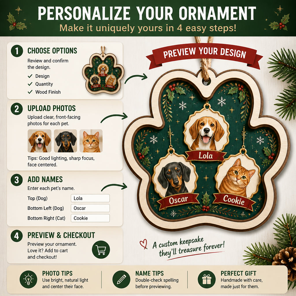 Custom Pet Paw Ornament – Photo Portraits with Names (3 Pets) - Personalized 3-Layered Wood Ornament cdf96e50-ecc6-428f-8452-188eeb483ab8.jpg