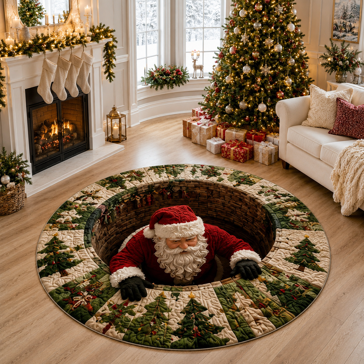 Santa Claus 3D Illusion Round Rug, Spiral Staircase Christmas Vortex Floor Mat, Non Slip Xmas Area Rug, Holiday Home Decor Gift ce022d17-9eb6-4816-8979-f4e75b9b25eb-banner-1.png