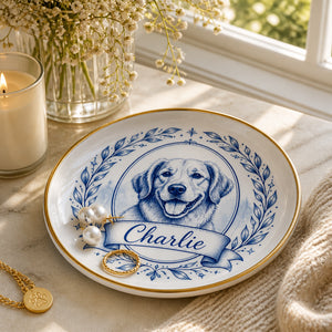 Custom Pet Cameo Jewelry Dish with Laurel Wreath - Personalized Jewelry Plate ce228728-e9c9-41ec-8fe6-6d7f392098b3.jpg