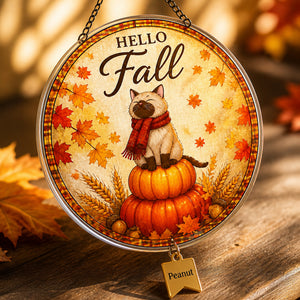 Hello Fall Cat Garden Flag — Personalized Pet Name - Personalized 1 Layered Suncatcher with Charm ce25c0df-6096-401f-b7c8-51616ad8f6fd.jpg