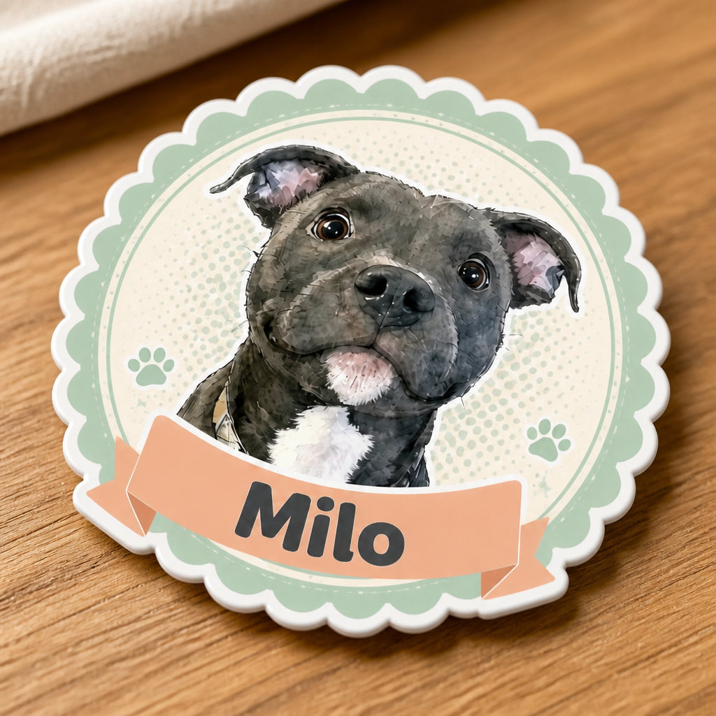 Custom Pet Portrait Name Magnet — Ribbon Badge - Personalized Custom Shape Fridge Magnet ce2f6ef3-3ab5-495a-b583-de5d2ee463ae.jpg