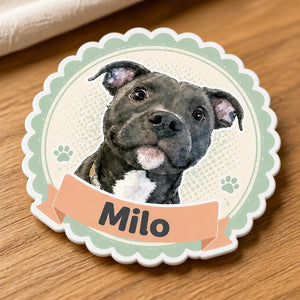 Custom Pet Portrait Name Magnet — Ribbon Badge - Personalized Custom Shape Fridge Magnet ce2f6ef3-3ab5-495a-b583-de5d2ee463ae.jpg