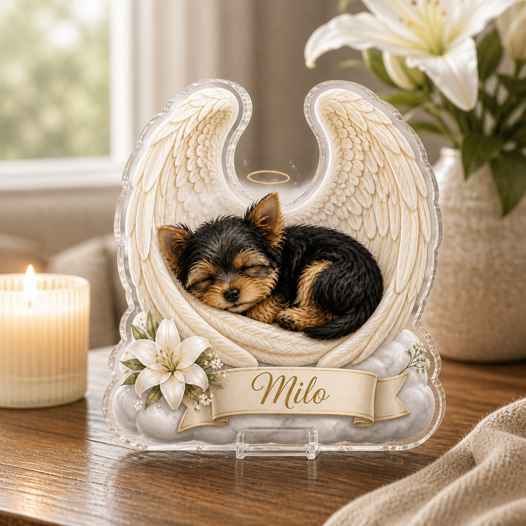 Angel Wings Pet Memorial Acrylic Plaque — Custom Photo Portrait & Name - Personalized Acrylic Custom shape Standing 1 layer (FS) ce4a1667-f851-471a-af60-a325b4fb3a49.jpg