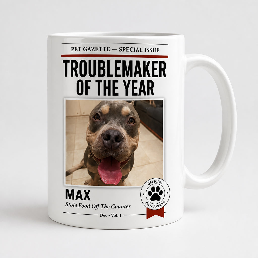 Pet Gazette Troublemaker of the Year Photo Mug - Personalized Mug ce5cbab0-70d5-45a5-bd78-338b77755323.jpg