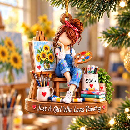 Personalized Painting Girl Ornament, Custom Artist Gift for Daughter, Painter Christmas Gift ce742db4-ab9b-4b31-adb5-5b7329c6ddb3-1.jpg
