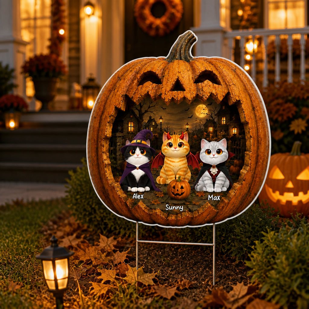 Halloween Pumpkin Yard Sign – Custom Pet Photo-to-Cartoon Portraits (3 Pets) - Personalized Yard Sign ce9f351b-2f0c-4582-8f26-b6397b766331.jpg
