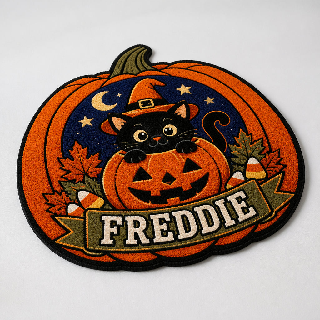 Personalized Halloween Pumpkin Cat Doormat - Personalized Custom Shape Doormat (ZB) ceb0d262-05dc-435f-b9c9-2e433857abc3.jpg