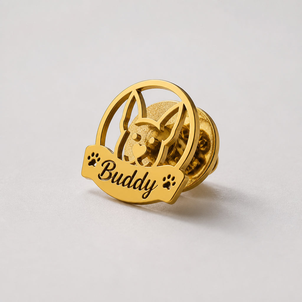 Custom Pet Name Lapel Pin – Dog Silhouette Banner - Personalized Custom Lapel Pin cee53d86-31d0-4c88-bb90-13ae856c8763.jpg