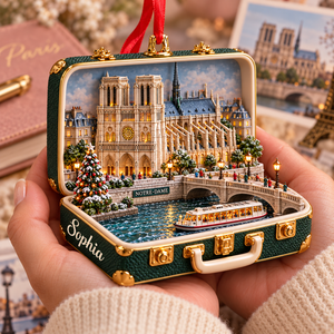 Personalized Notre Dame Cathedral 3D Suitcase Christmas Ornament – Paris Travel Souvenir & Gift for Paris Lovers ceeb1ad9-1e50-45dc-8243-892db34b918e-Hands-Cradling-a-Notre-Dame-Travel-Ornament-3.png