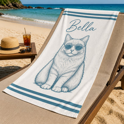 Custom Pet Beach Towel – Retro Sunglasses Portrait with Name - Personalized Beach Towel cefa81b1-4b3d-4a03-848c-845b98640fe4.jpg