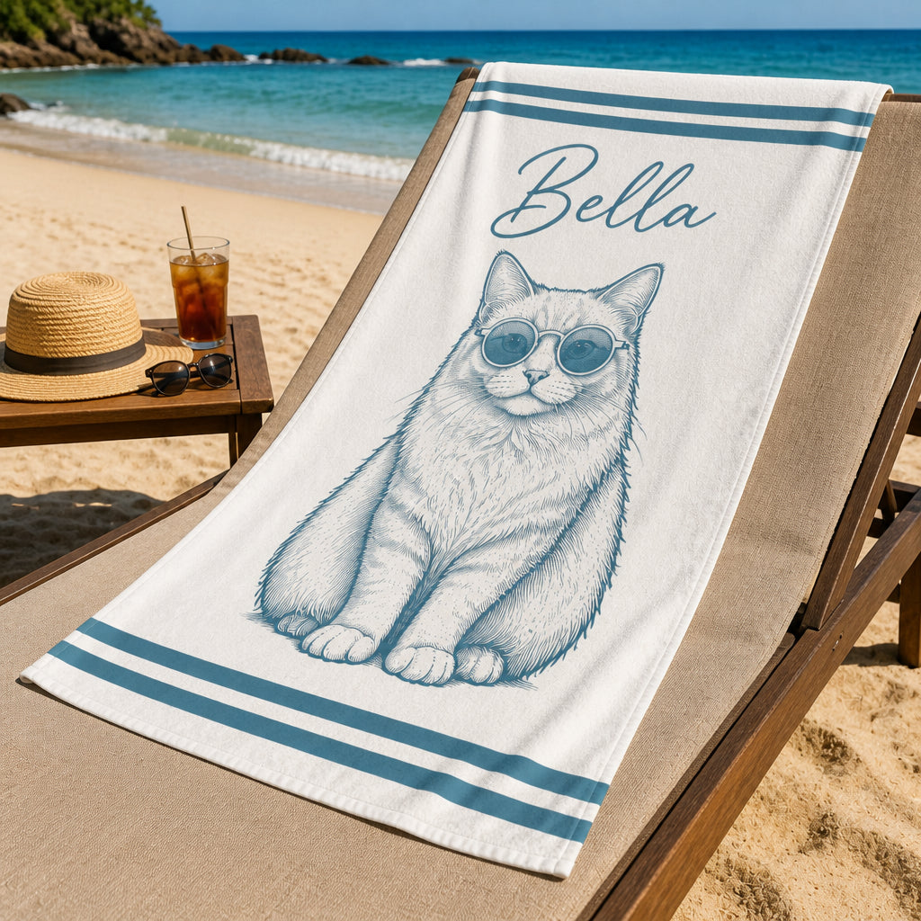 Custom Pet Beach Towel – Retro Sunglasses Portrait with Name - Personalized Beach Towel cefa81b1-4b3d-4a03-848c-845b98640fe4.jpg