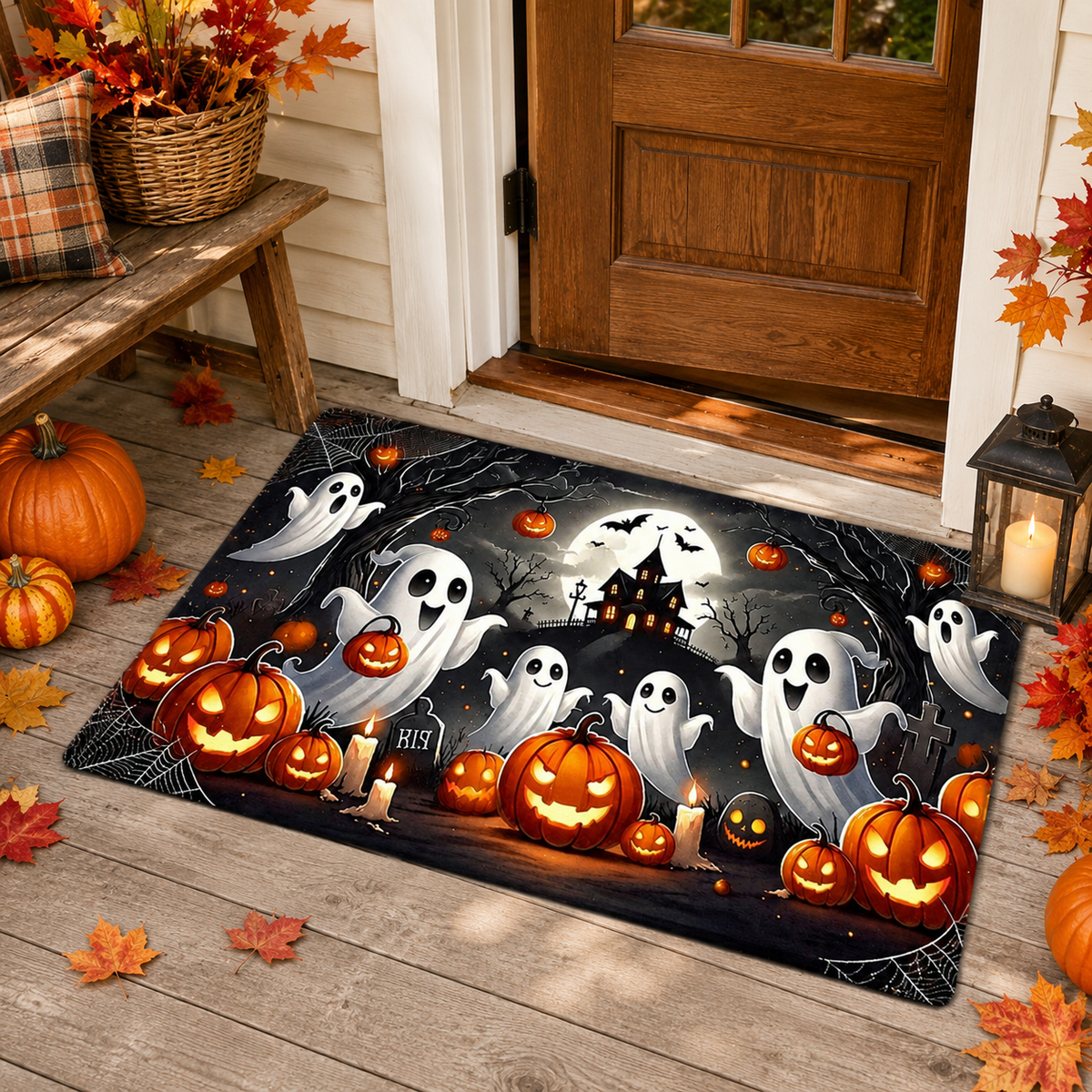 Halloween Area Rug Ghost Pumpkin Haunted House Printed Black Orange Autumn Indoor Floor Decor cf006dc7-134c-40cb-8540-b65660e2f301-banner-1.png