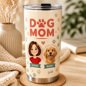 Dog Mom Custom Person + Dog Portrait Tumbler - Personalized Tumbler cf0af66c-06cf-4292-a003-e519a30b1201.jpg