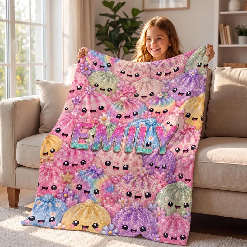 Personalized Kawaii Squishy Dumpling Blanket, Custom Name Pastel Rainbow Throw, Cute Food Plush Baby Girl Nursery Decor Birthday Gift cf1e8fc6-b282-4e71-94e3-15100a617a99-bvn-1-.webp