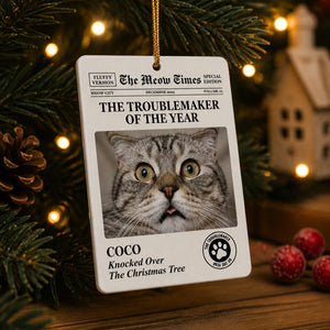Cat Chronicle Troublemaker Of The Year – Custom Pet Photo Ornament - Personalized Aluminum Ornament cf2a1439-25ff-4099-9a31-28e8e634c2b5.jpg
