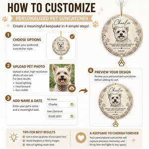 Custom Pet Memorial Botanical Portrait Ornament - Personalized 1 Layered Suncatcher with Charm cf2f070d-b1ff-4785-a3bb-b0a9bdcdd7c3.jpg