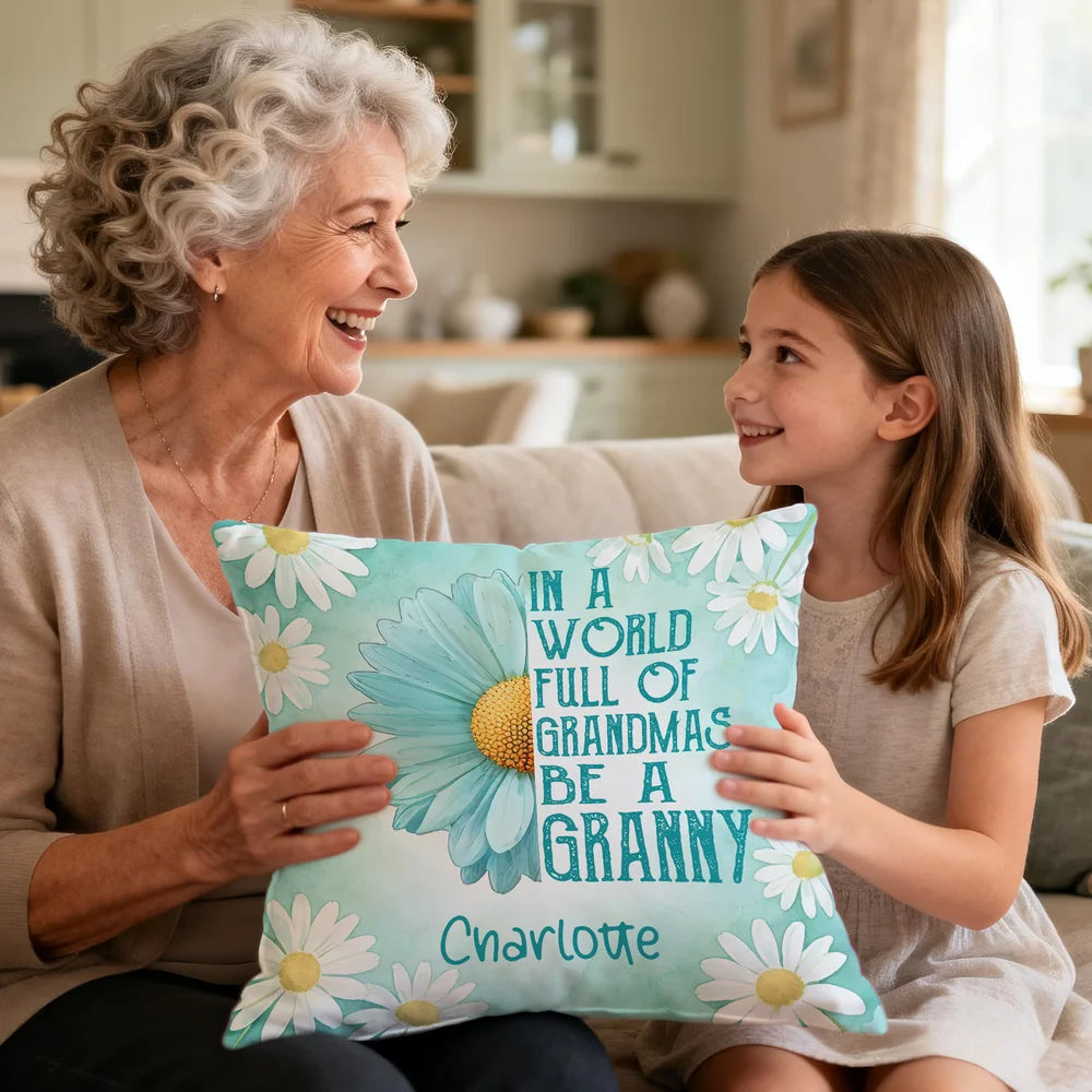 Personalised In A World Full Of Grandmas 1-8 Names Pillow with Nickname Home Decor Birthday Gift for Mom Grandma
