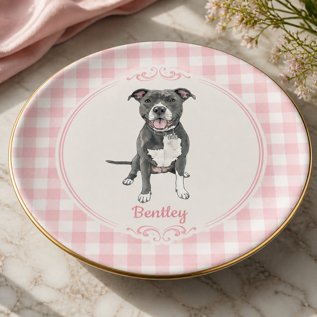 Custom Pet Portrait Ceramic Plate with Name – Botanical Wreath - Personalized Personalized Ceramic Plate cf3f325a-8102-43c4-9512-f425b19ee4be.jpg