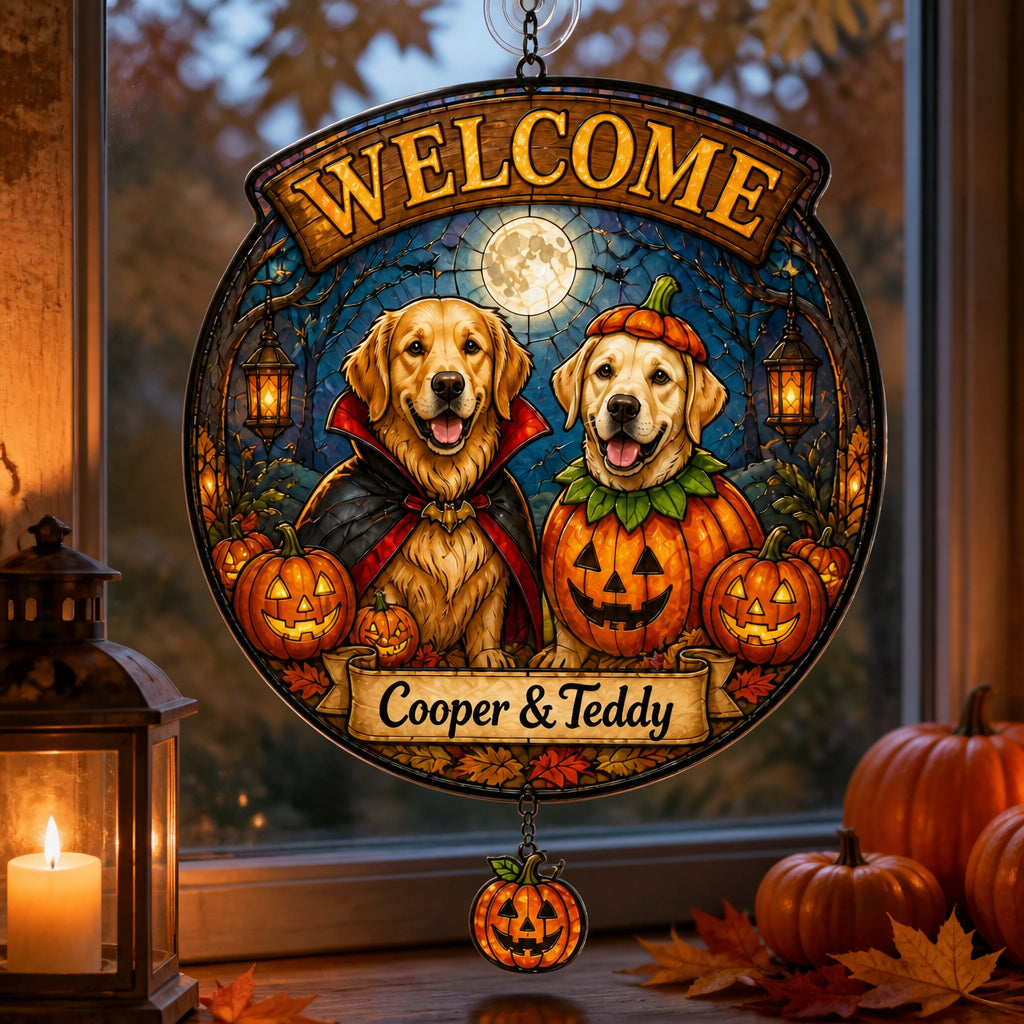 Halloween Welcome Custom Pet Portrait Garden Flag - Personalized 1 Layered Suncatcher with Charm cf551e4b-dc28-484c-b137-7171c8d71e7b.jpg