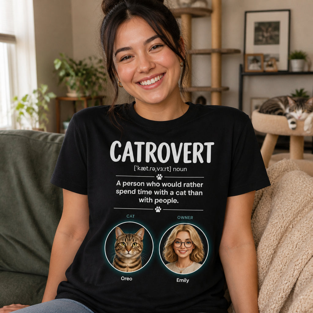Catrovert Definition Tee – Personalized Cat + Owner Portrait - Personalized T-shirt cf55369d-554d-4429-9aed-2d70c188e050.jpg