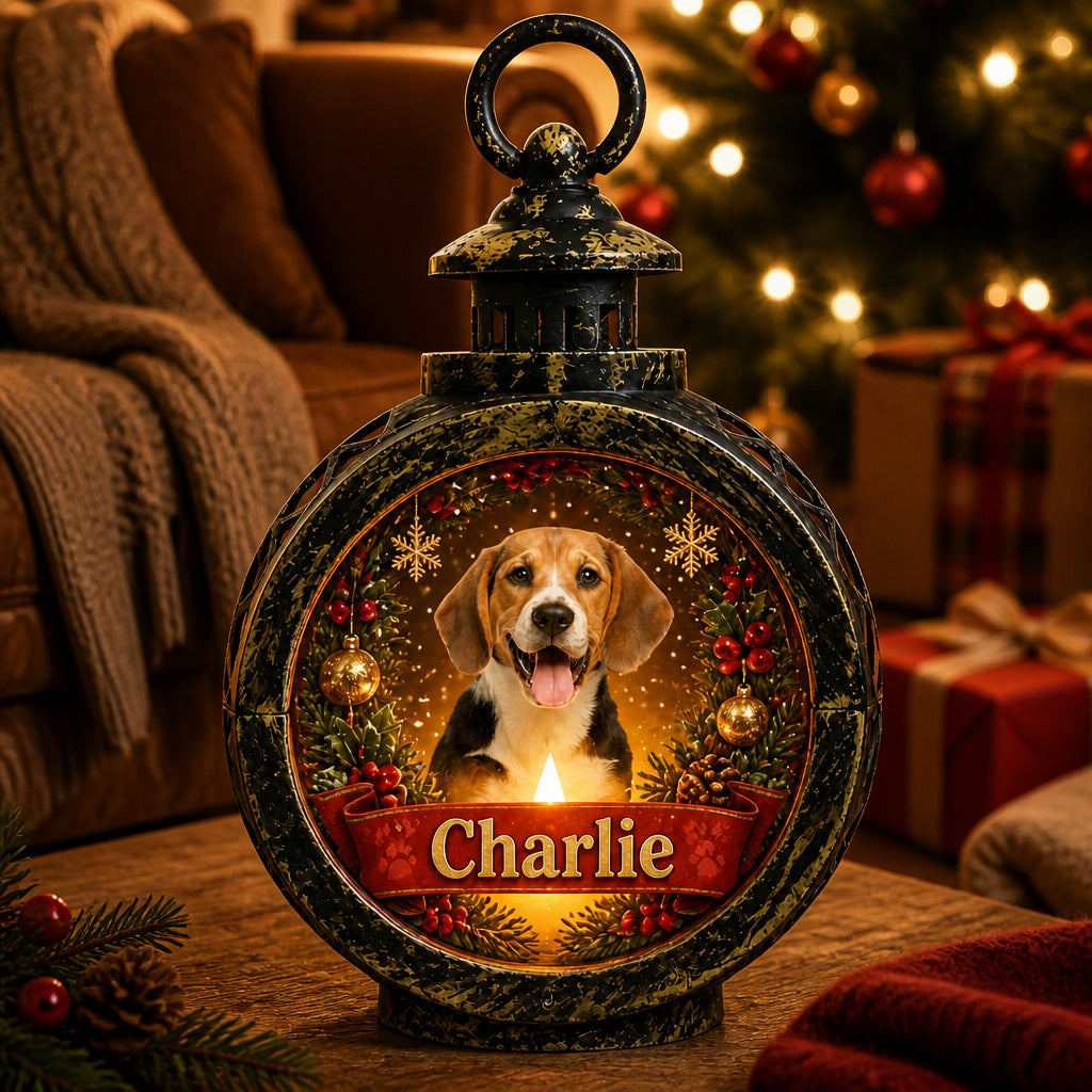 Personalized Pet Photo Christmas Lantern – Custom Name Wreath Scene - Personalized Christmas Lantern LED Flameless Candle cf6728a1-75ab-410b-a717-18870c482214.jpg