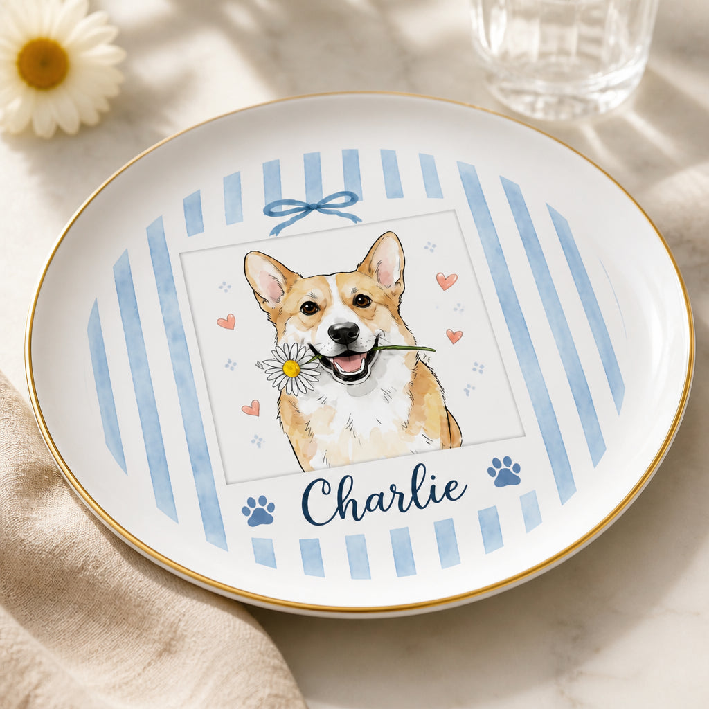 Custom Pet Watercolor Plate with Name – Cameo Laurel Edition - Personalized Personalized Ceramic Plate cf829190-8d73-4233-84c4-cc39e200418c.jpg