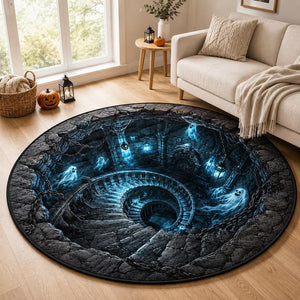 Halloween Quilted Round Rug, 3D Glowing Ghost Spiral Staircase Circle Area Rug, Spooky Dungeon Pit Floor Mat, Dark Gothic Home Decor cfa7f3ea-c198-4947-82a7-d8e29bf0faff-g-2-.jpg