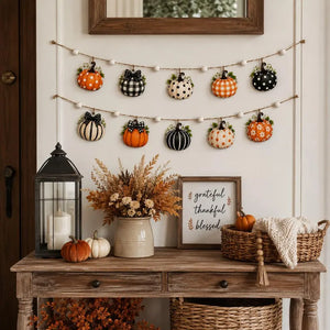 Fall Wooden Pumpkin Garland, Farmhouse Mantel Banner, Autumn Wall Decor, Rustic Thanksgiving Hanging, Orange Black White Pumpkin Decoration cfb685f5-adec-4f8b-9a34-a3a326d06aaa-ggfgfgfgfnbhgf-3-.webp